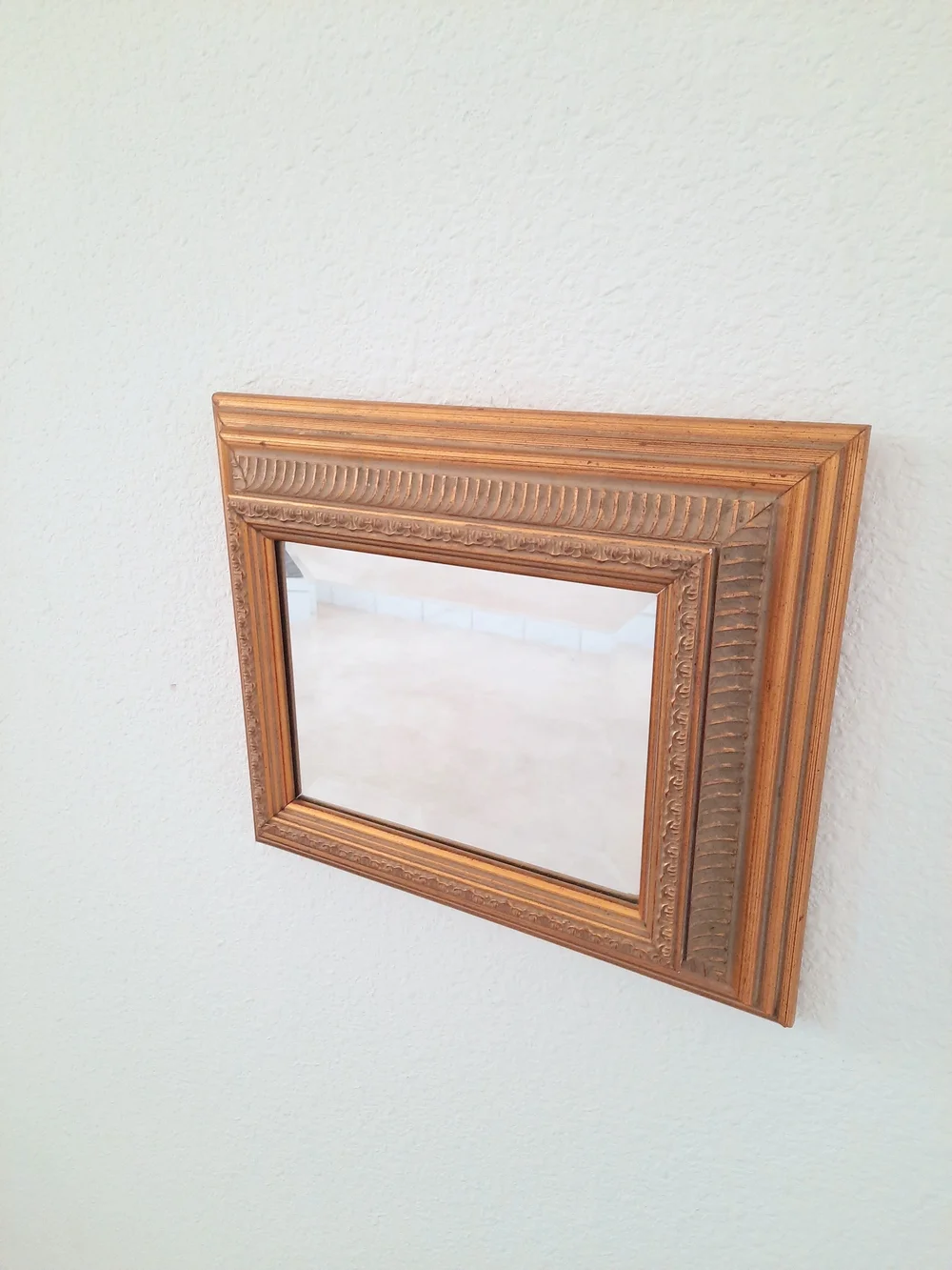 Vintage Ornate Regency Small Gold Beveled Glass Wall Mirror